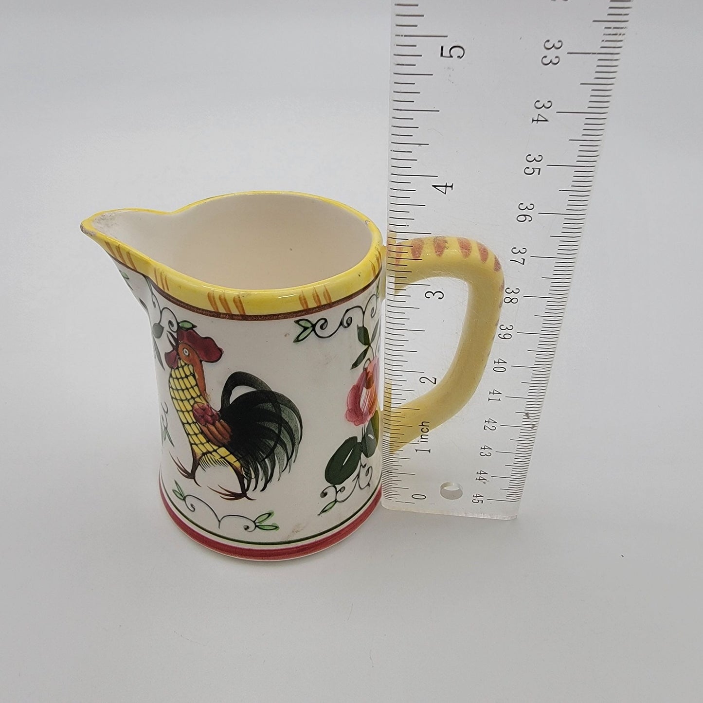 Ucagco PY Vintage Provincial Rooster & Roses Milk Pitcher & Salt And Pepper Shaker Set