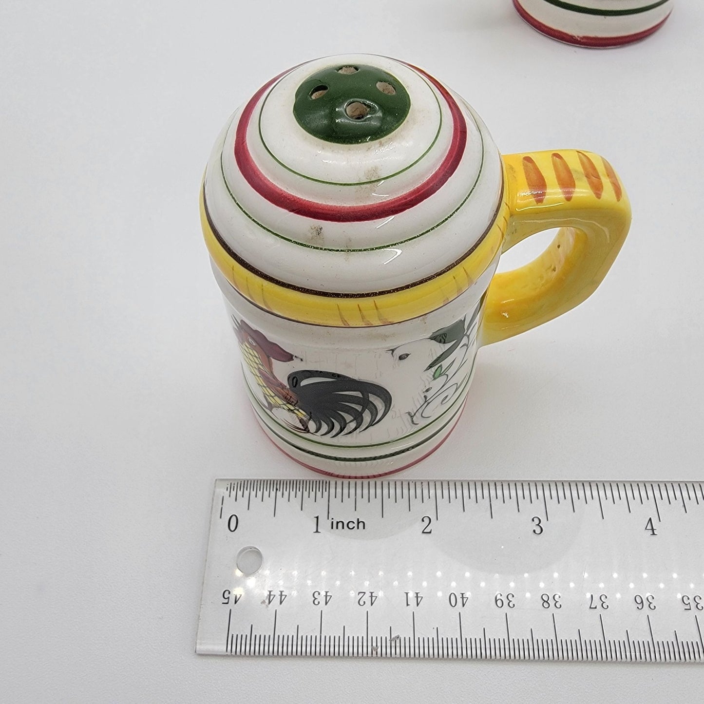 Ucagco PY Vintage Provincial Rooster & Roses Milk Pitcher & Salt And Pepper Shaker Set