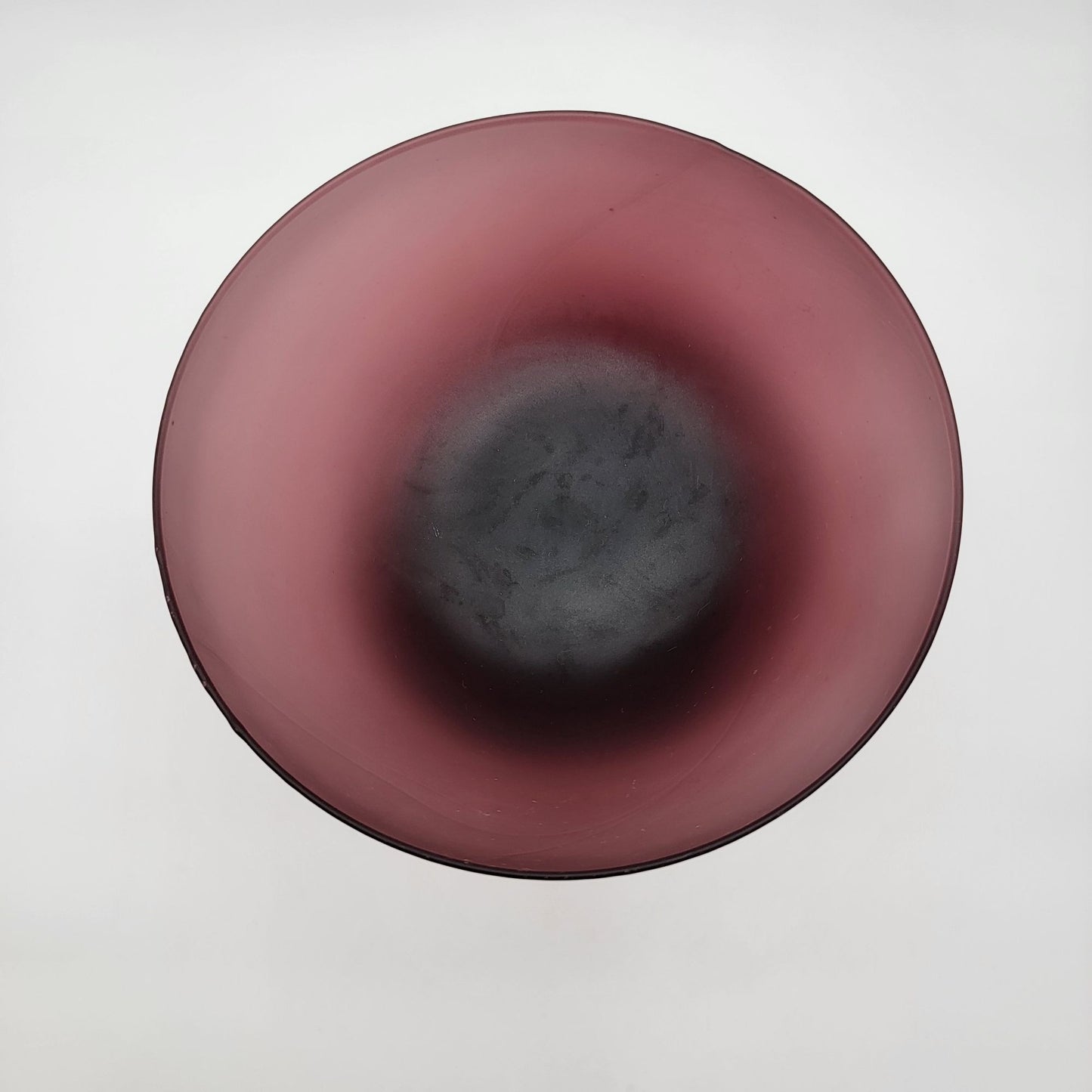 Vintage Empoli Satin Amethyst Purple Glass Compote