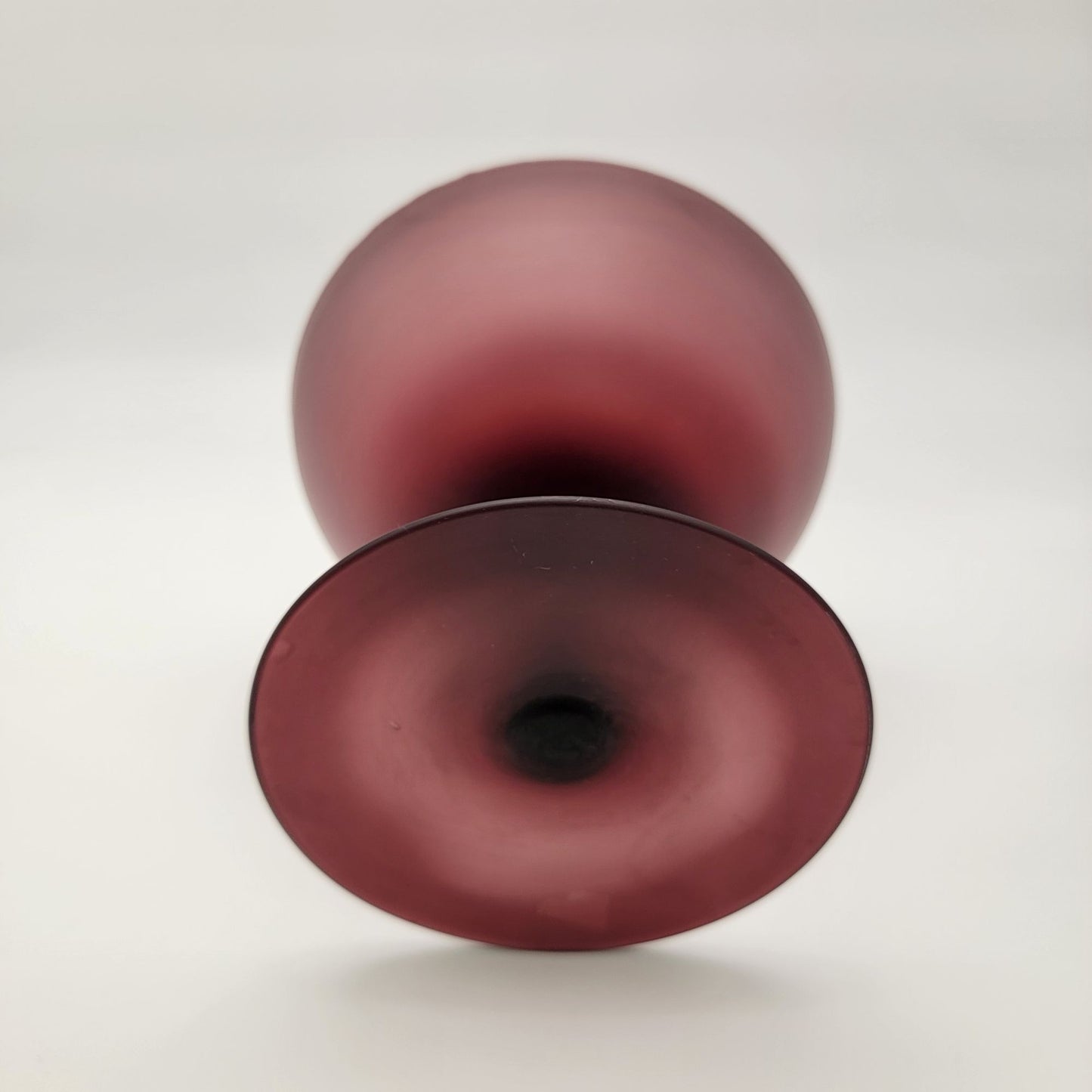 Vintage Empoli Satin Amethyst Purple Glass Compote