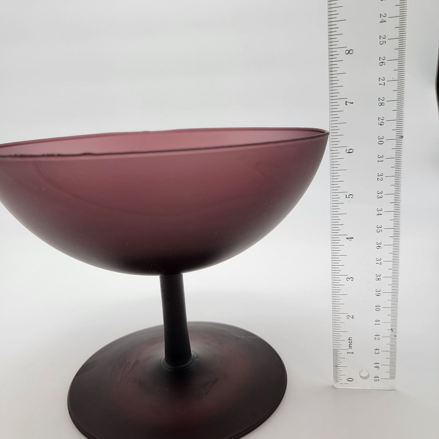 Vintage Empoli Satin Amethyst Purple Glass Compote