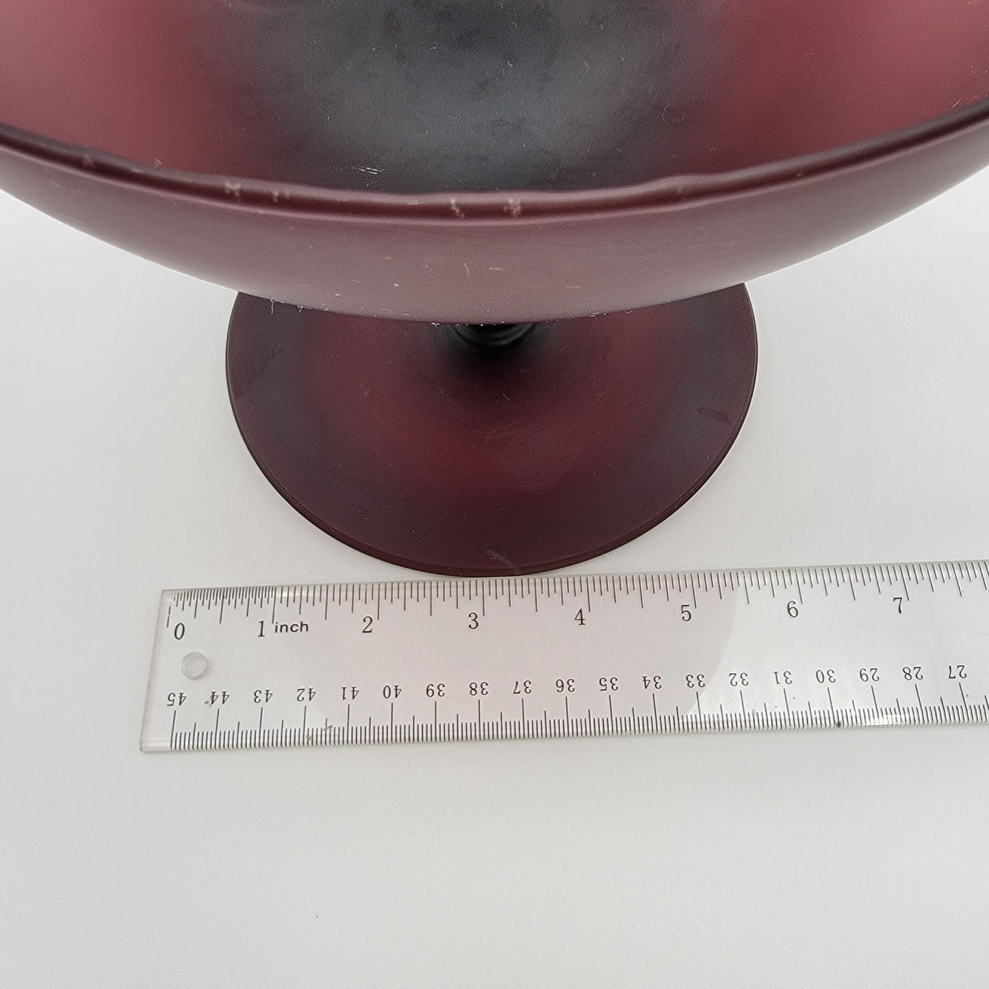 Vintage Empoli Satin Amethyst Purple Glass Compote