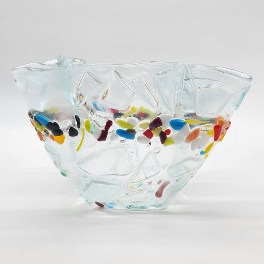 Colorful Fused Glass Mosaic Handkerchief Bowl