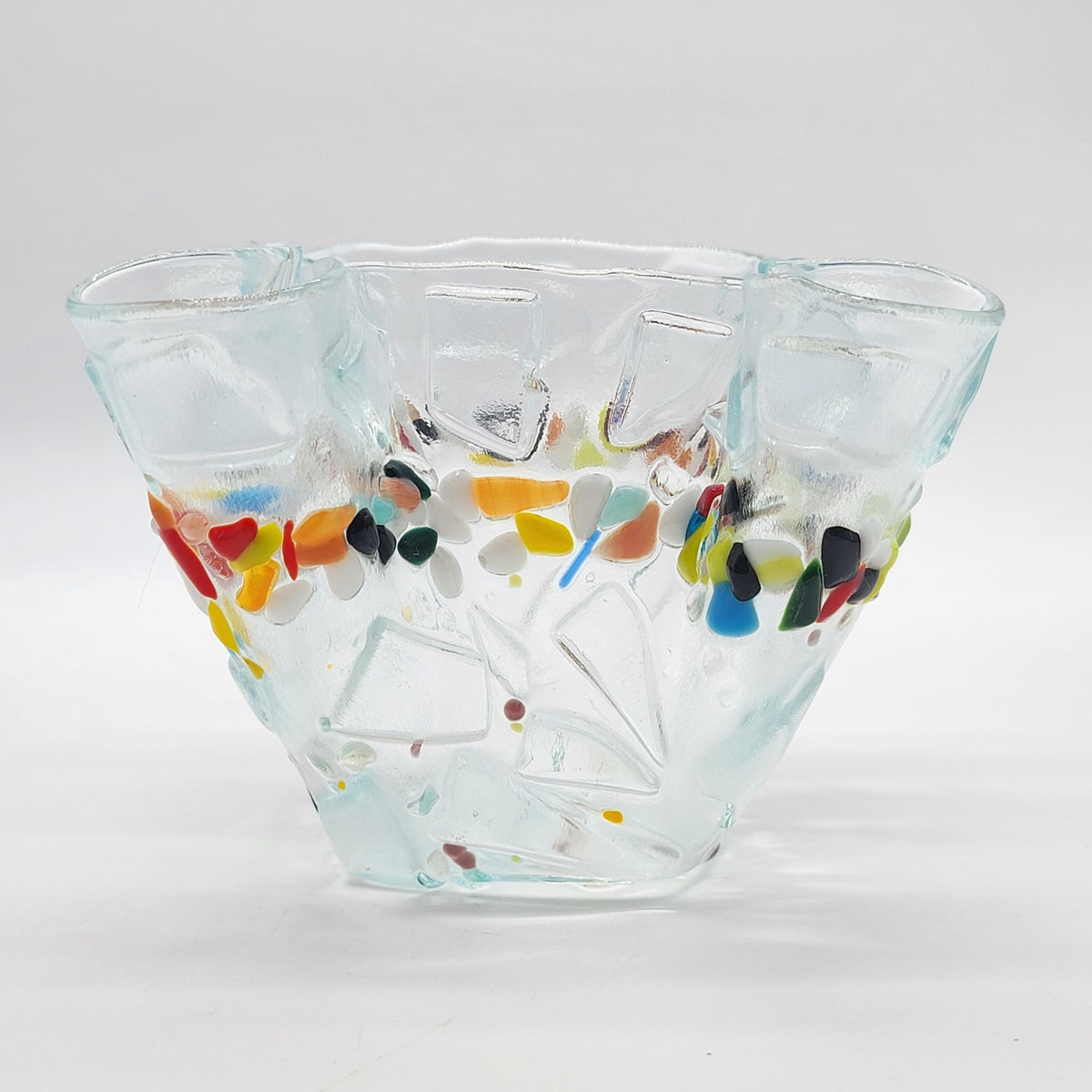 Colorful Fused Glass Mosaic Handkerchief Bowl
