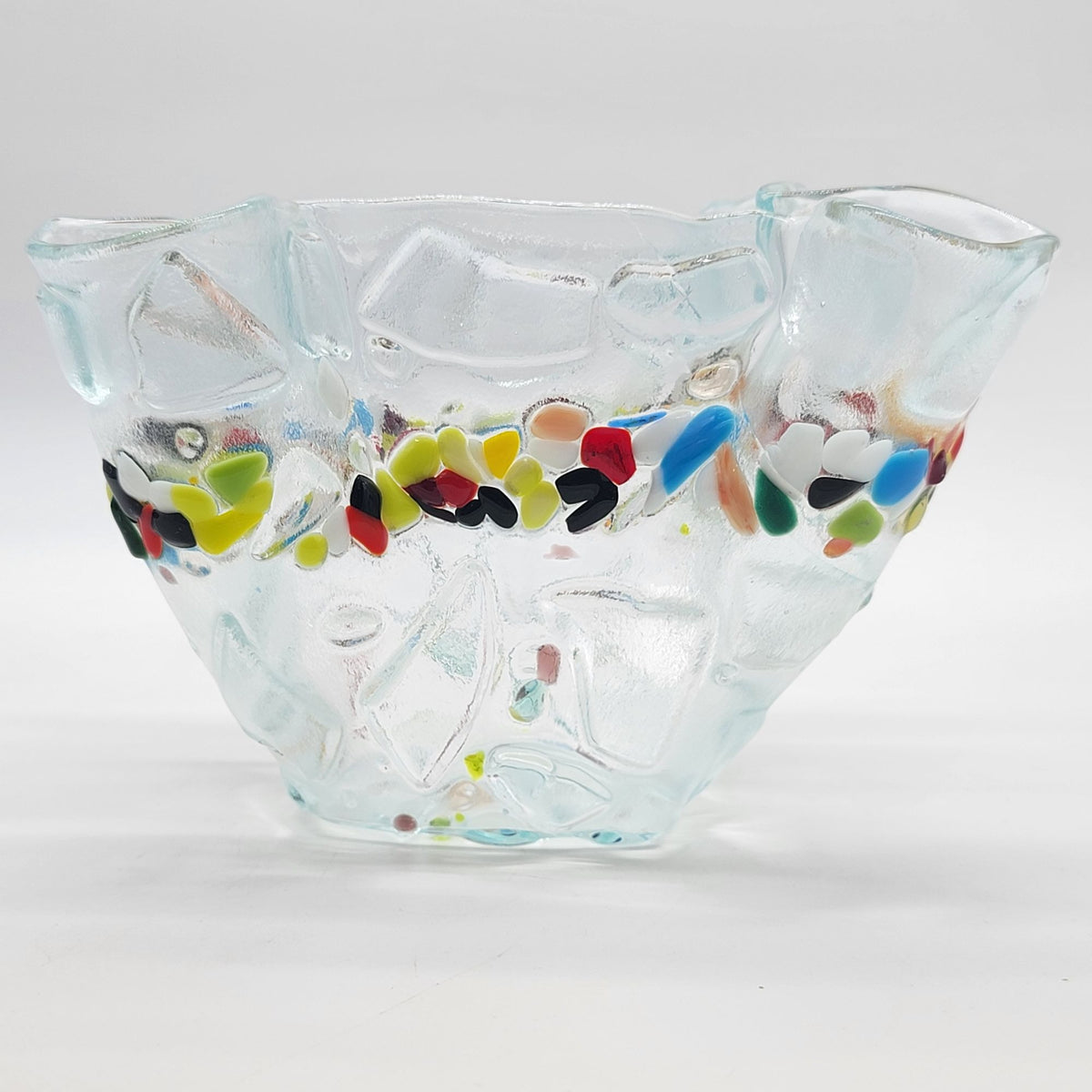 Colorful Fused Glass Mosaic Handkerchief Bowl