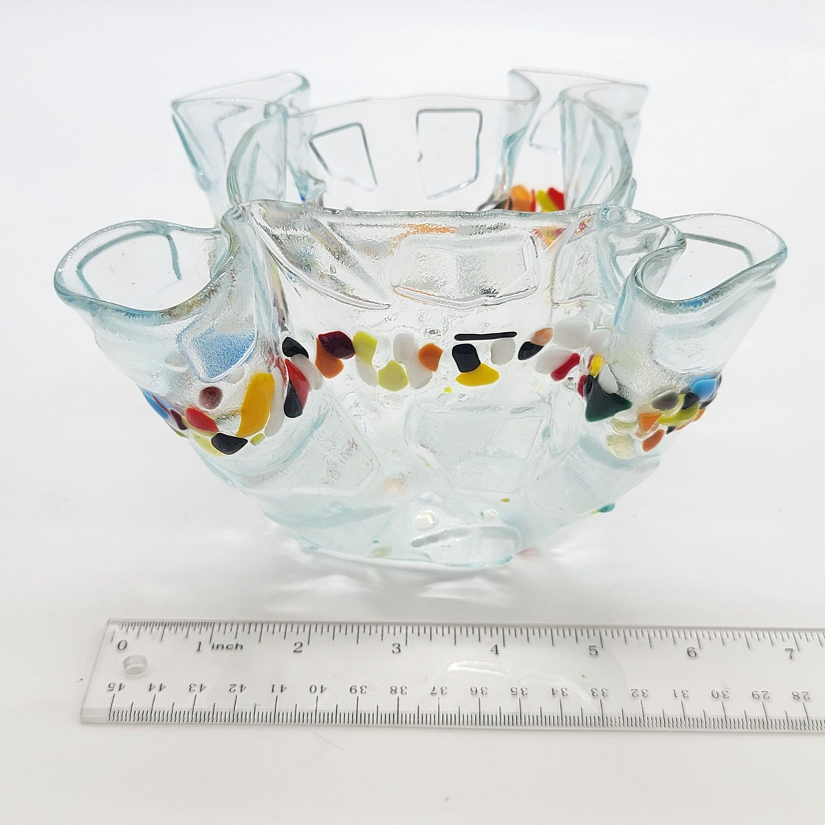 Colorful Fused Glass Mosaic Handkerchief Bowl