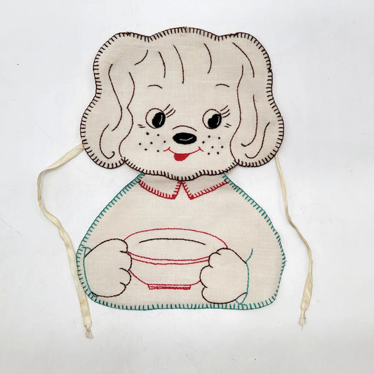 1930s Hand-Embroidered Puppy Dog Bib