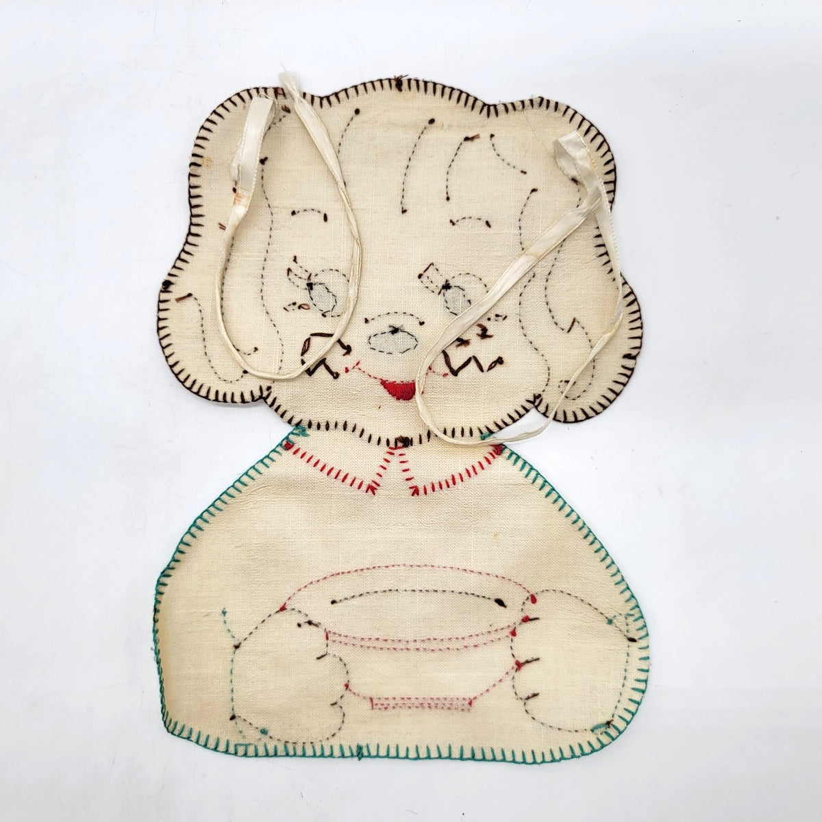 1930s Hand-Embroidered Puppy Dog Bib