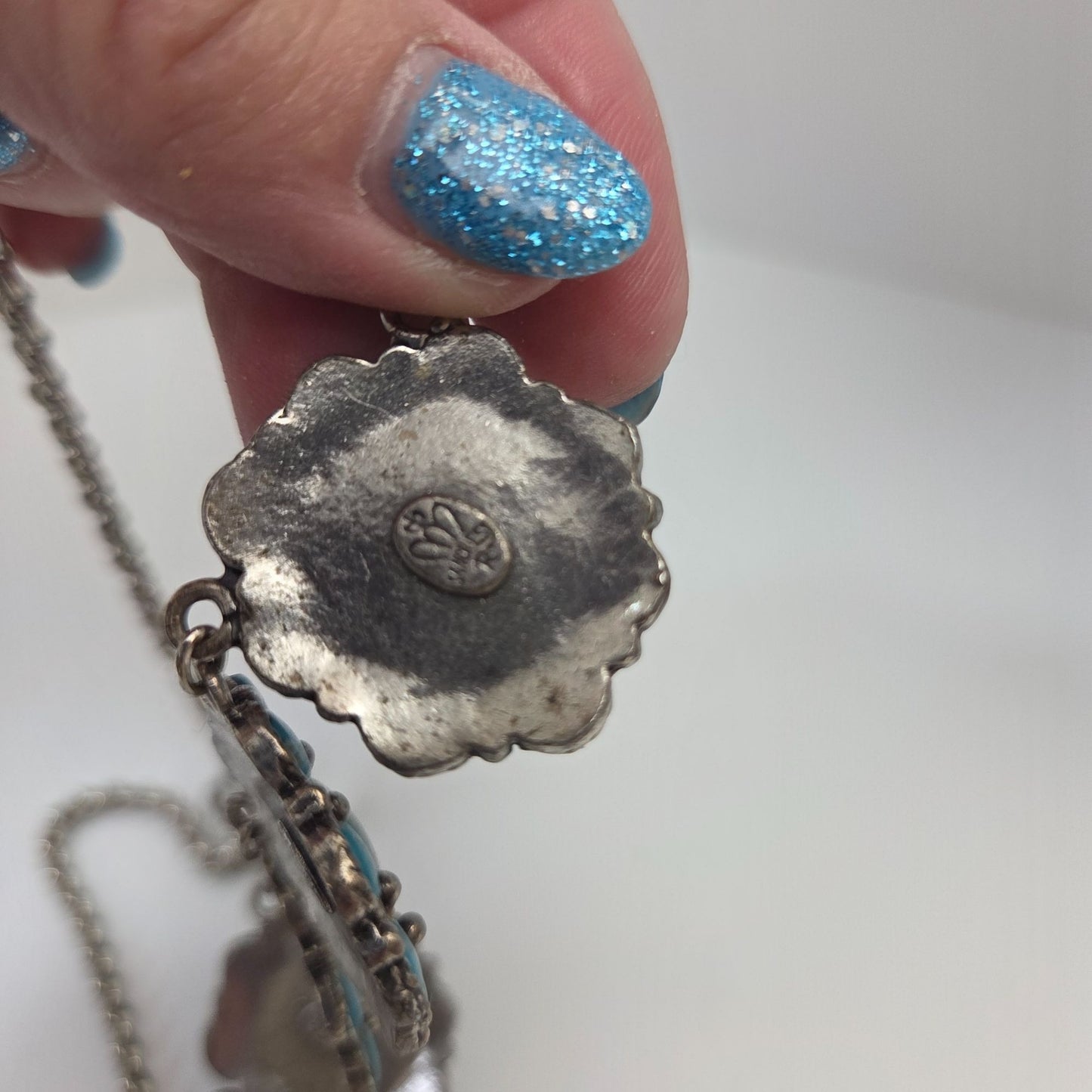 1950s Sancrest Silver-Tone Synthetic Turquoise Necklace & Screwback Earrings Set