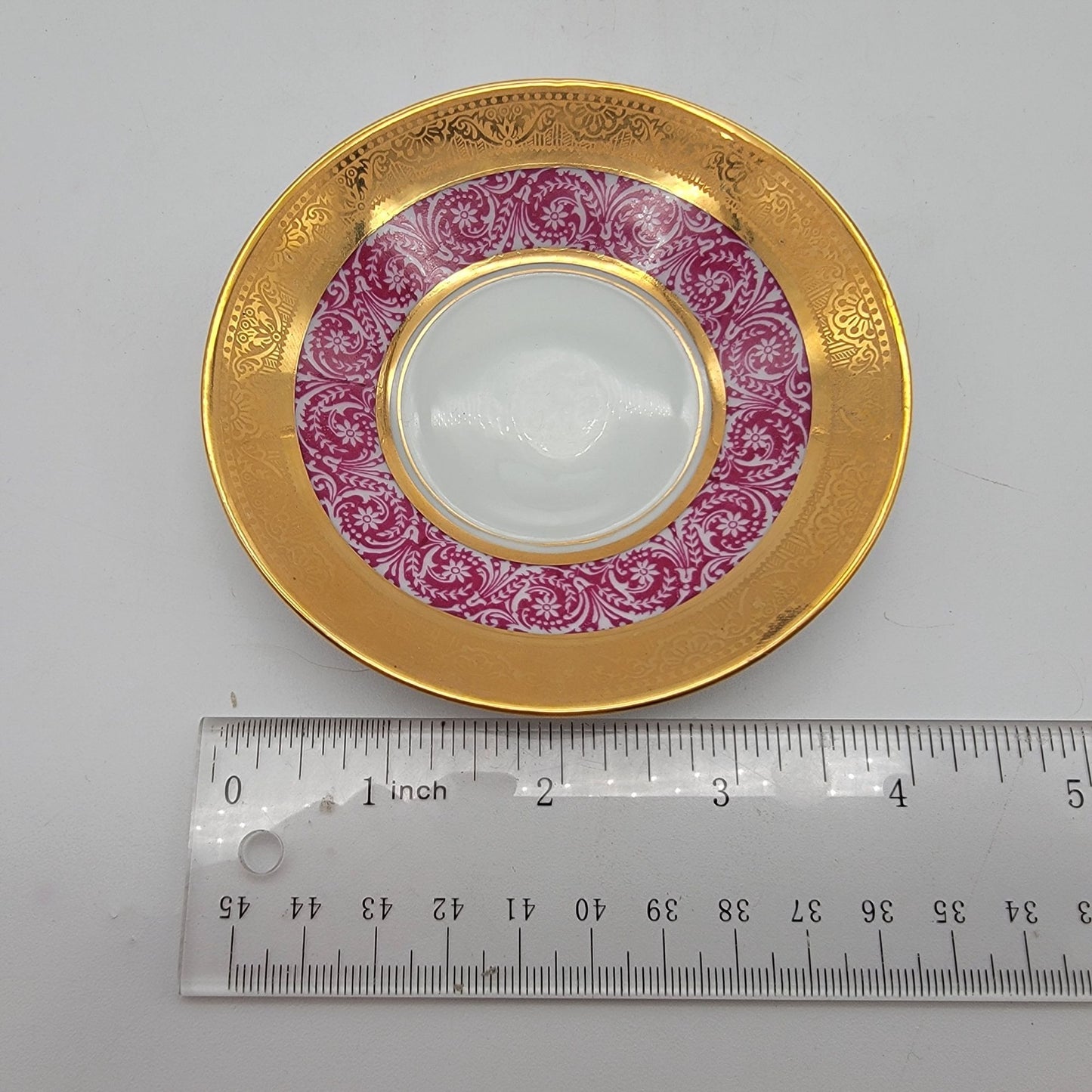Mid-Century Legle Limoges Porcelain Demitasse Tea Cup & Saucer Pink & Gold
