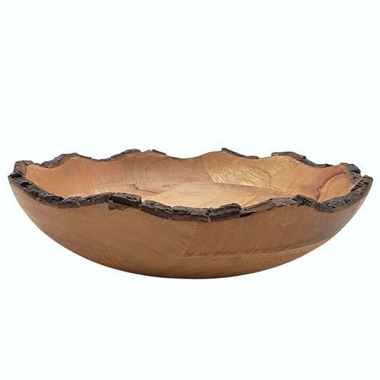 Large Raw Bark Edge Wooden Bowl