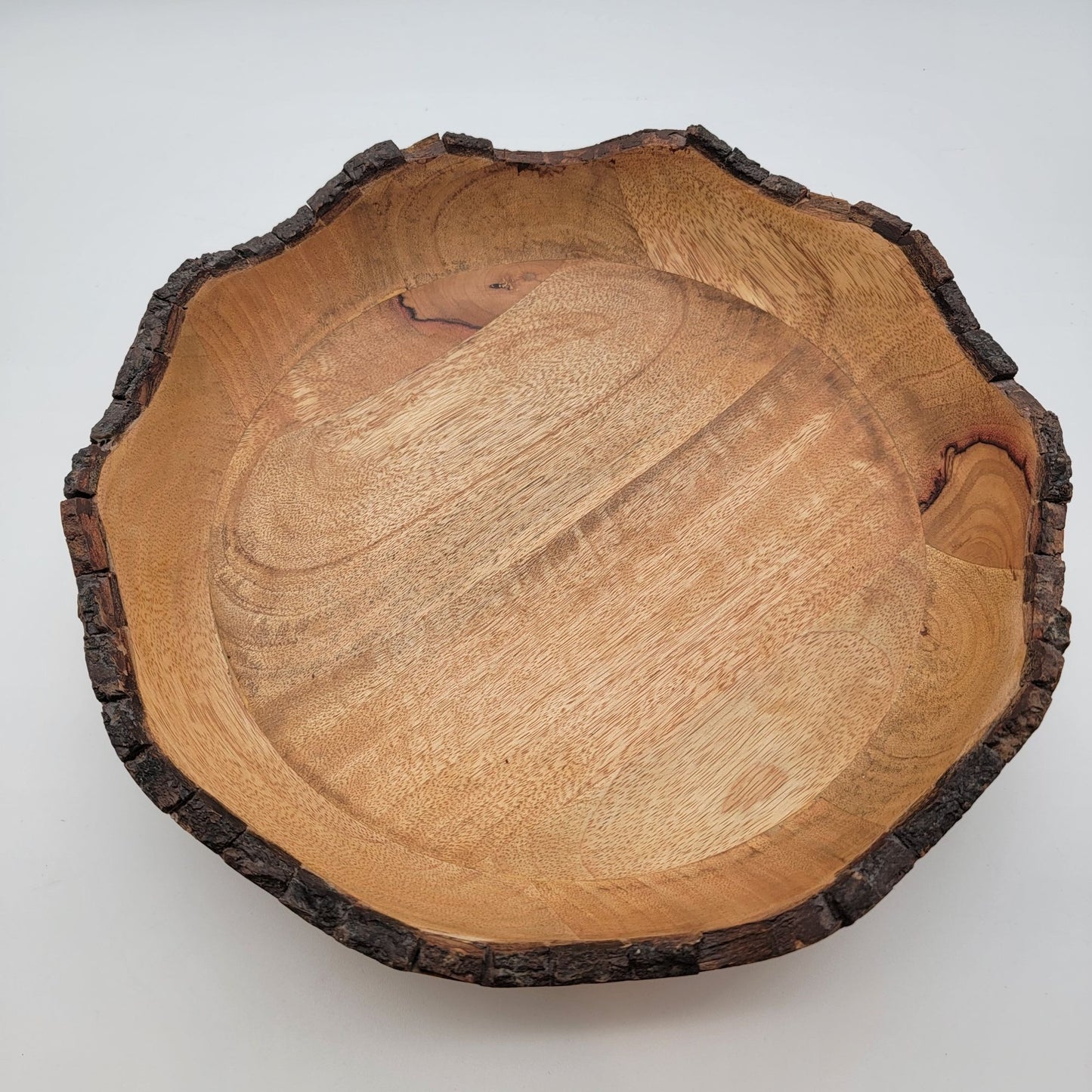 Large Raw Bark Edge Wooden Bowl