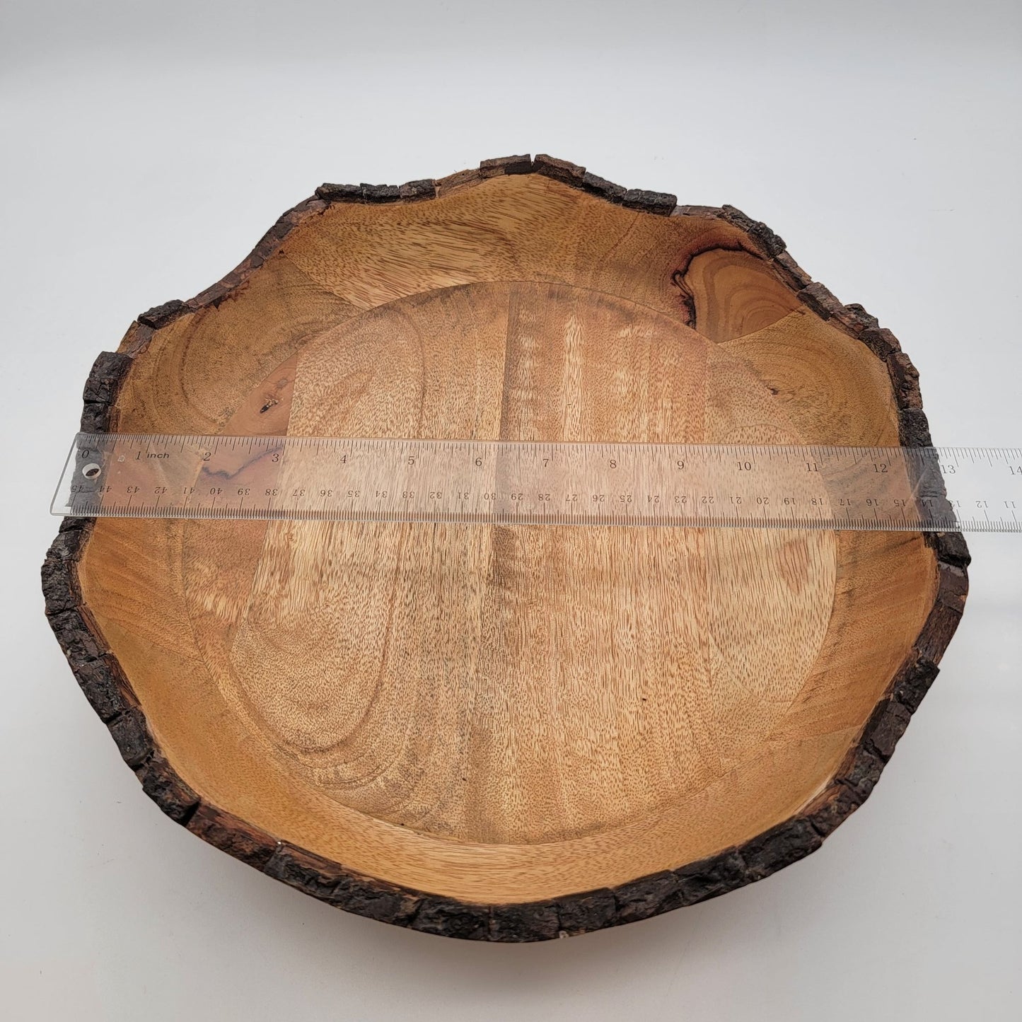 Large Raw Bark Edge Wooden Bowl