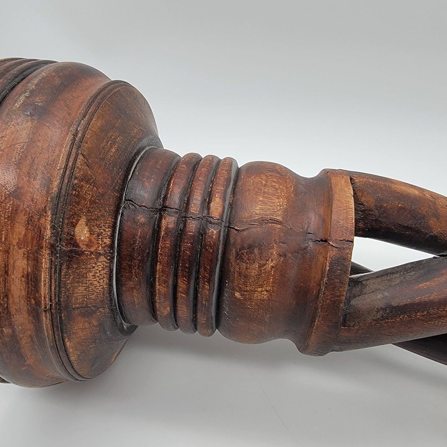 Set Of  Large Open Barley Twist Wood Candle Holders