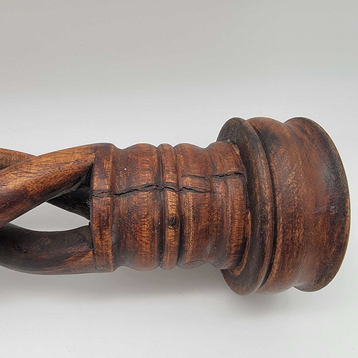 Set Of  Large Open Barley Twist Wood Candle Holders