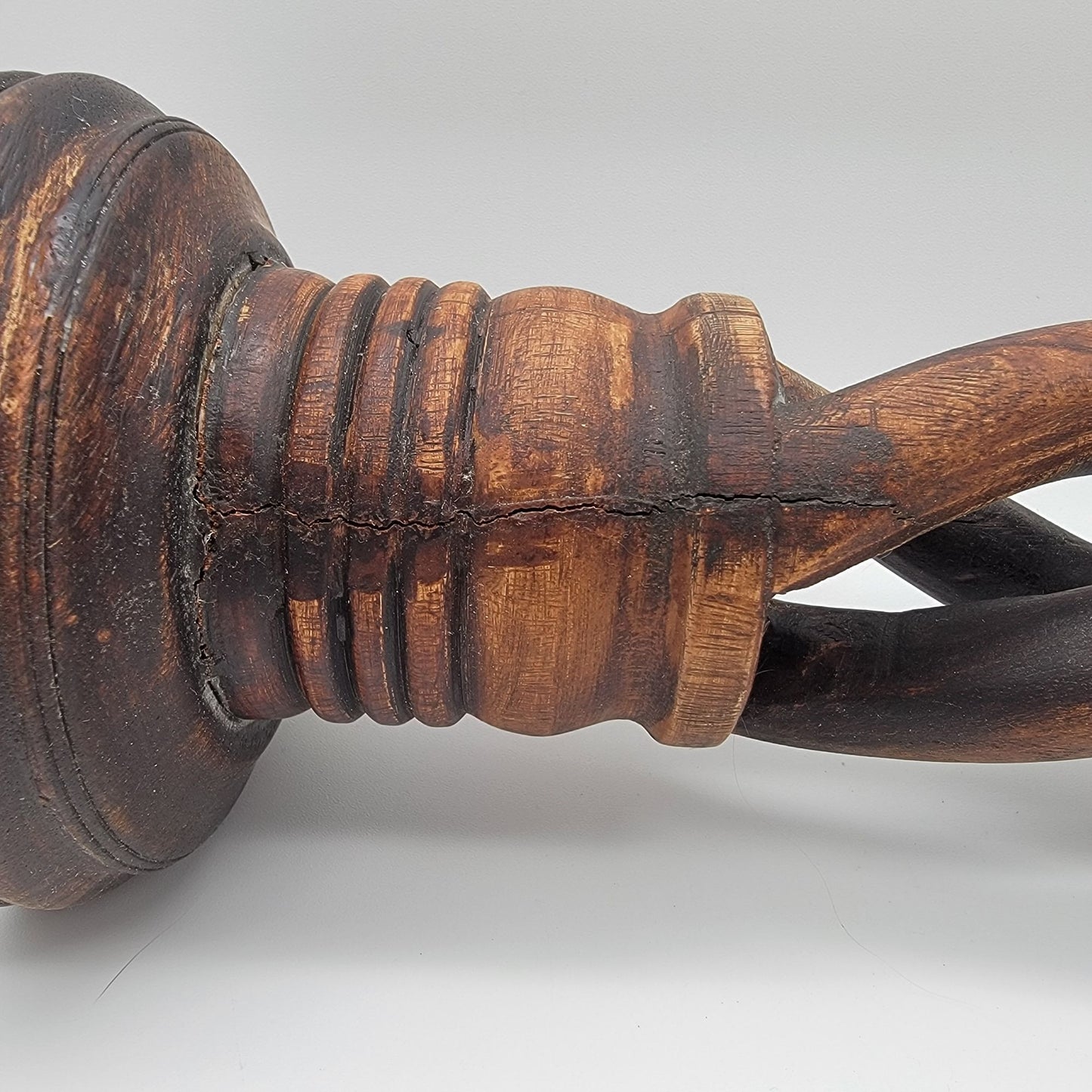 Set Of  Large Open Barley Twist Wood Candle Holders