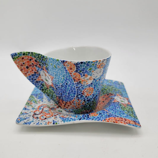 Mosaic Trencadis Barcelona Gaudi Cup & Saucer Set