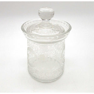 Vintage EAPG Etched Glass Jam Jar With Lid