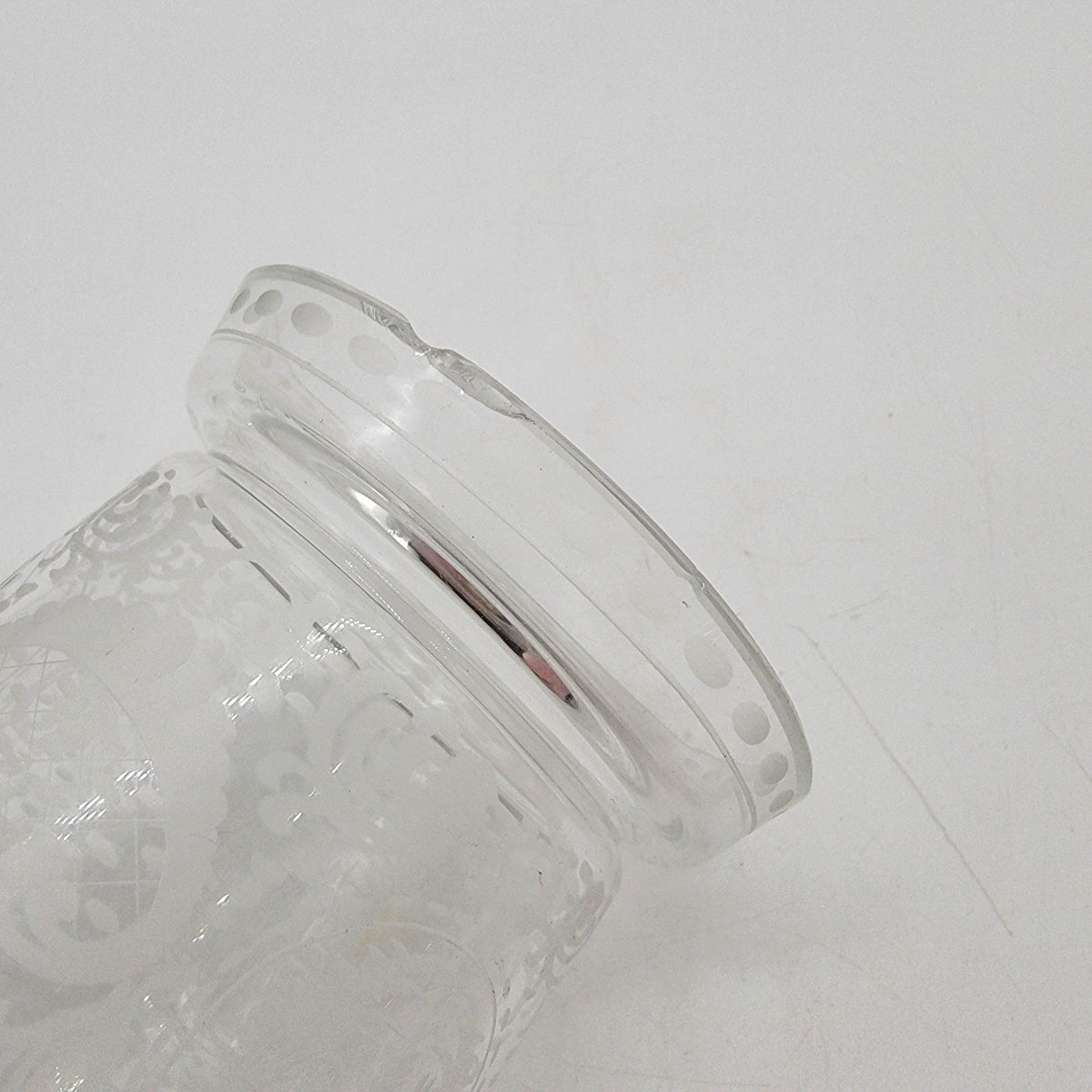 Vintage EAPG Etched Glass Jam Jar With Lid