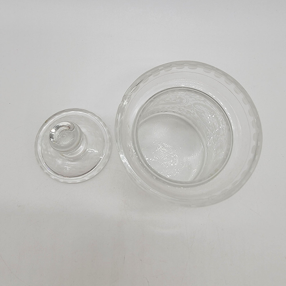 Vintage EAPG Etched Glass Jam Jar With Lid