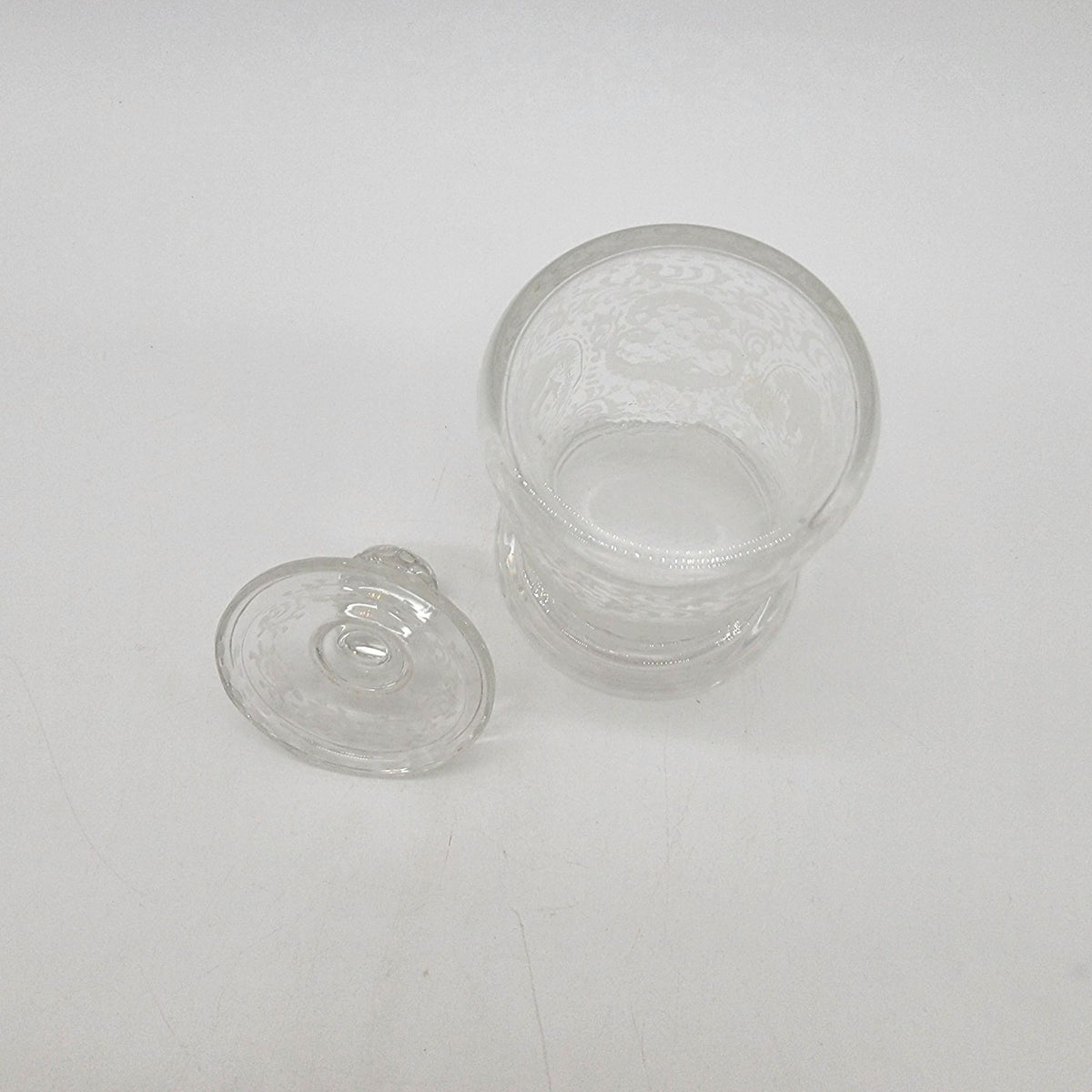 Vintage EAPG Etched Glass Jam Jar With Lid