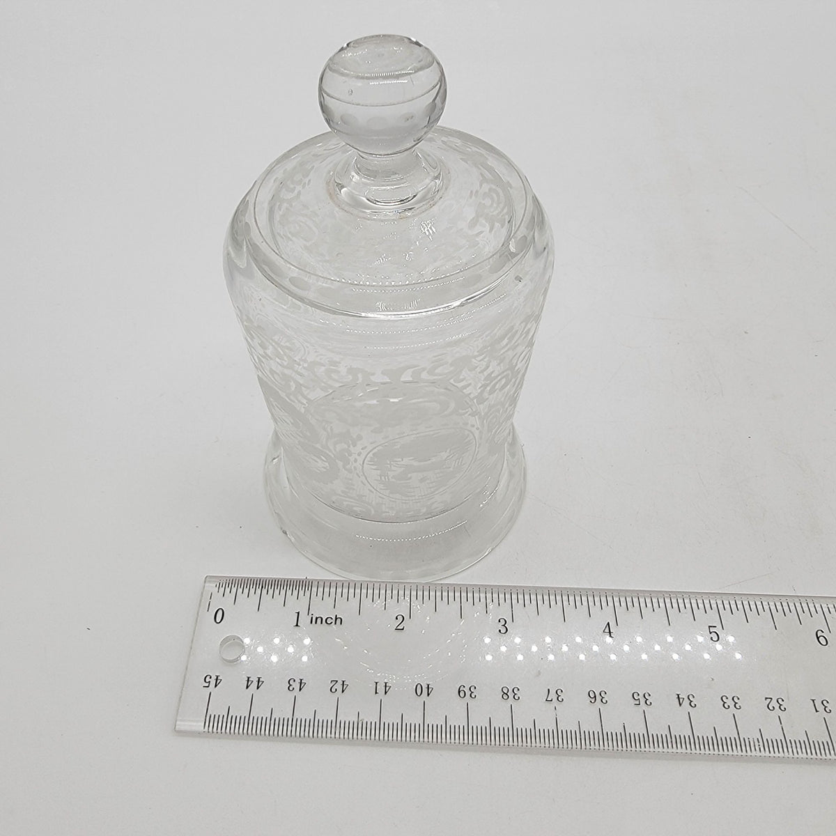 Vintage EAPG Etched Glass Jam Jar With Lid