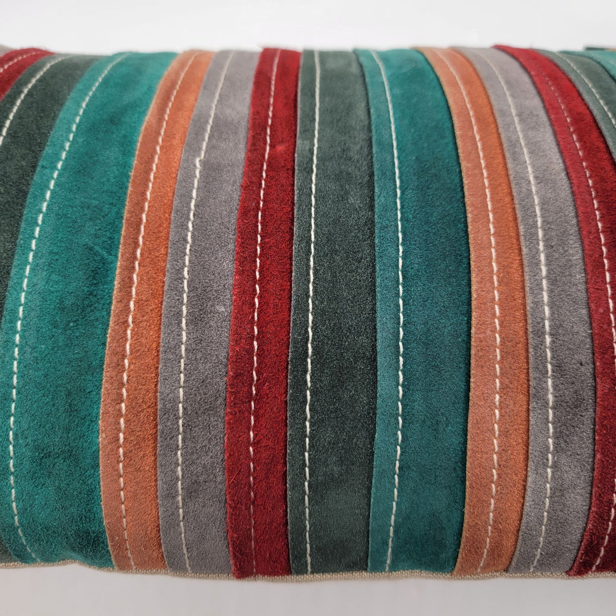 Luxury Suede Leather Oversized Lumbar Pillow With Fringe