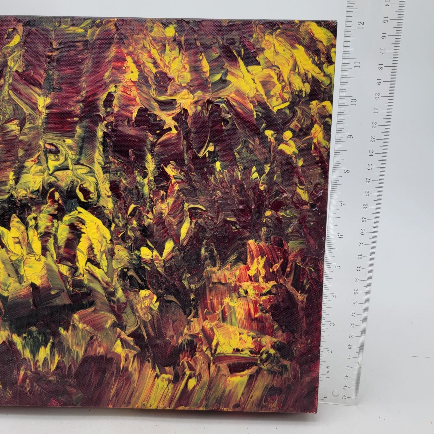 Abstract Canvas Painting By June Lowe 2019 Yellow Red