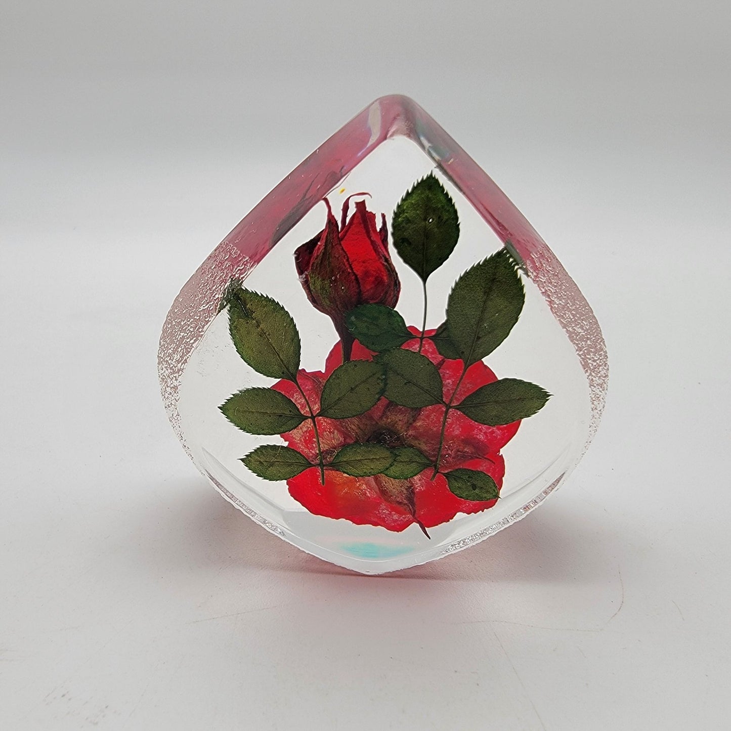 Eternal Forever Red Rose Teardrop Acrylic Paperweight  With Original Box