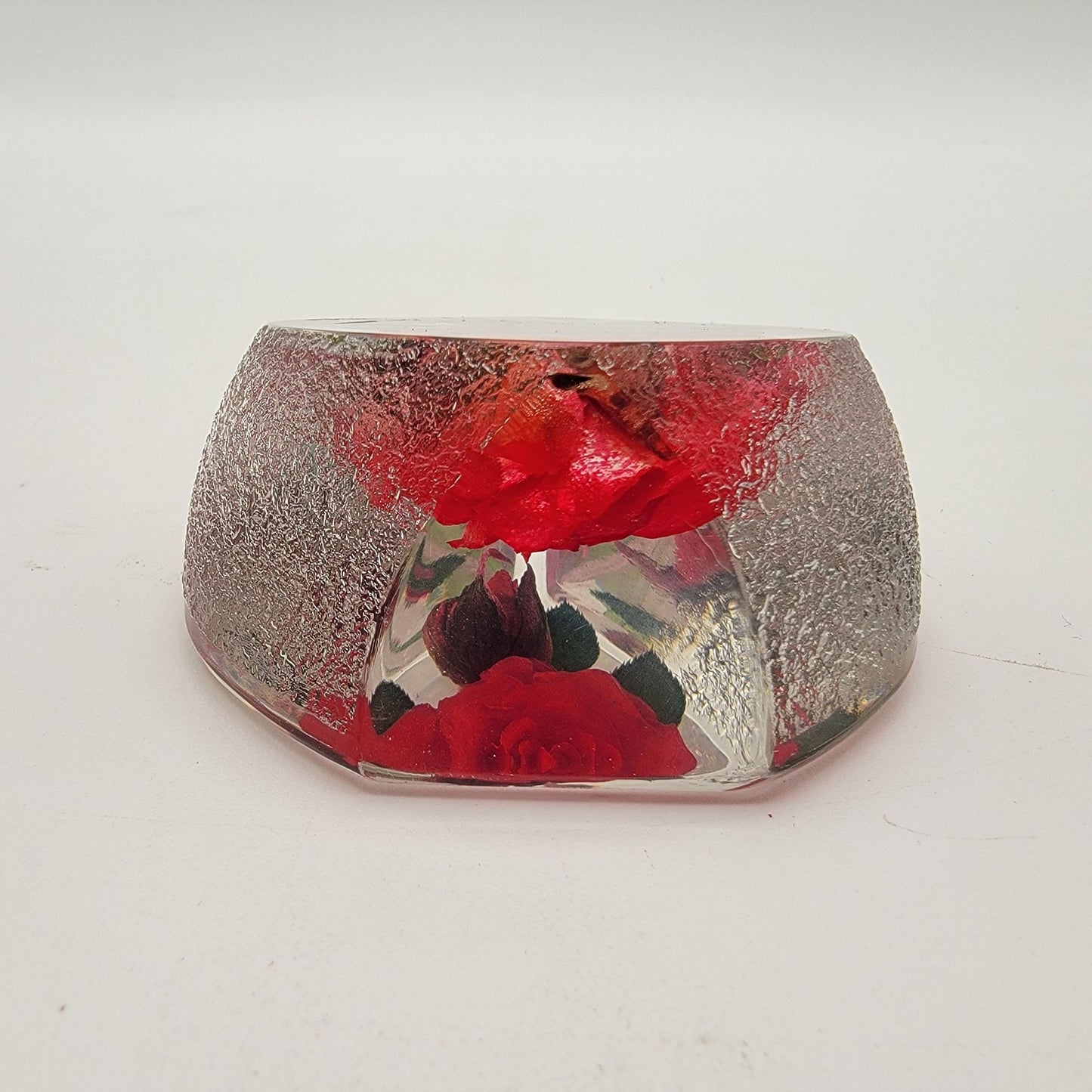 Eternal Forever Red Rose Teardrop Acrylic Paperweight  With Original Box