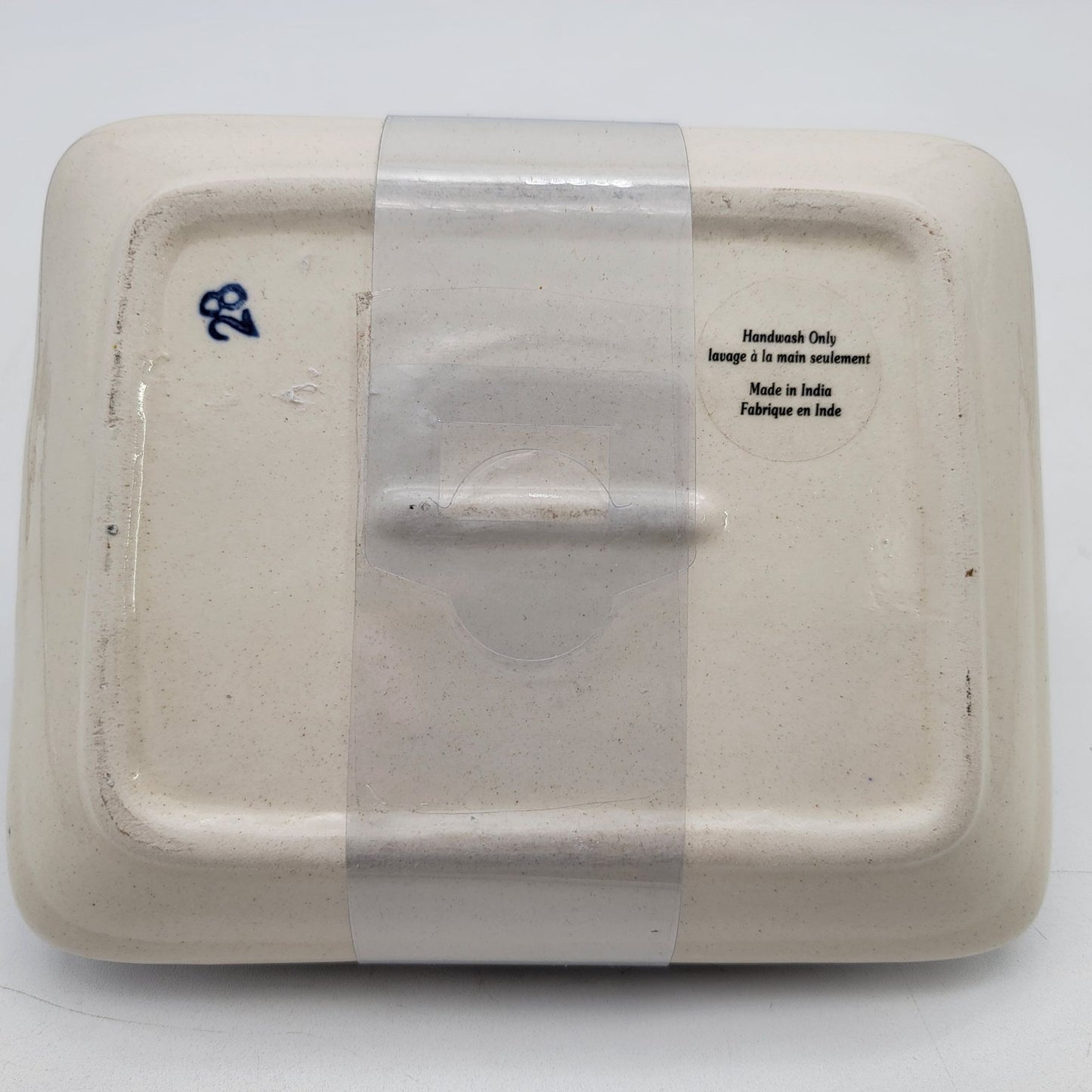 Blue & White Floral Ceramic Butter Dish With Lid