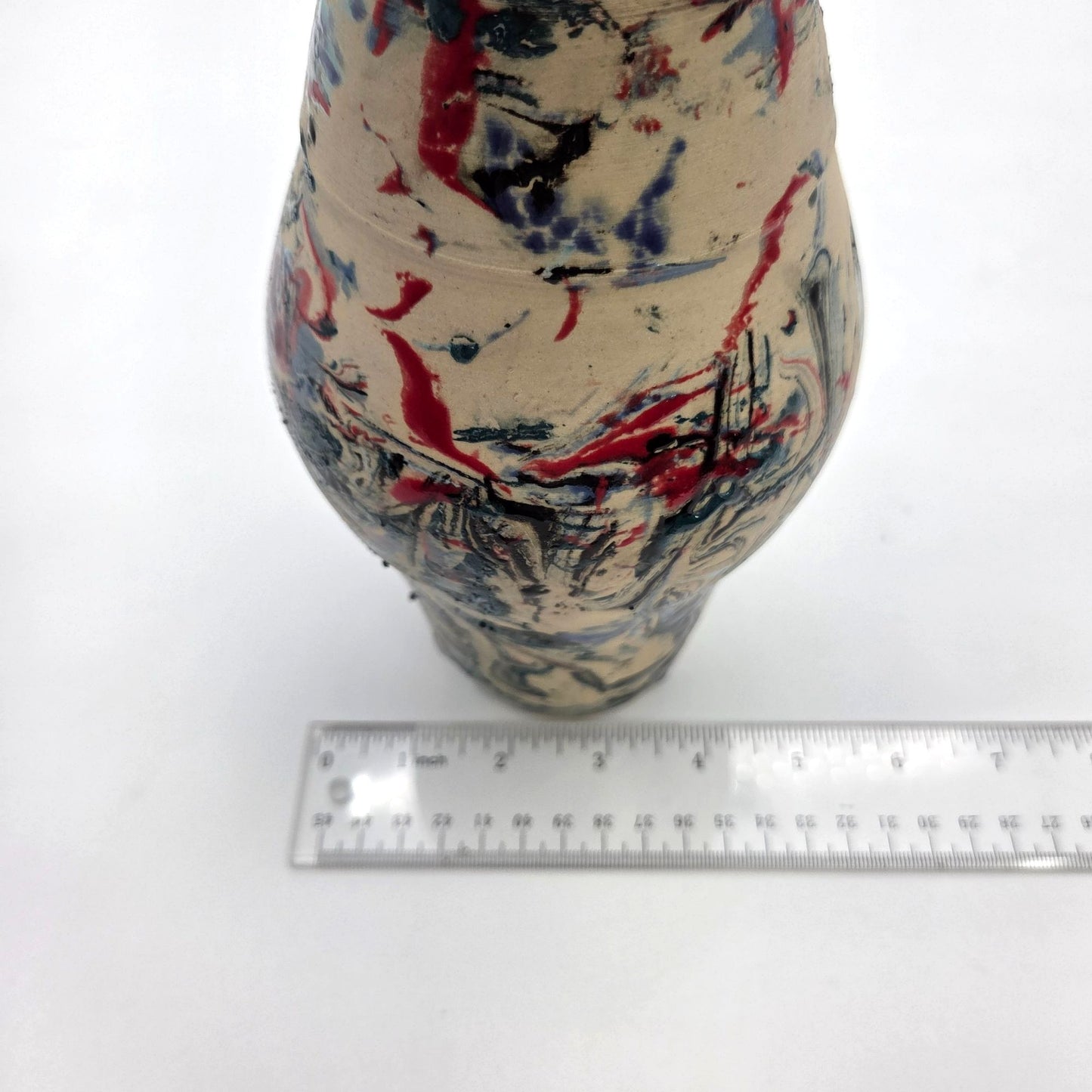 Signed L. Schubert Marbleized Art Pottery Vase Unique Multicolor Swirl