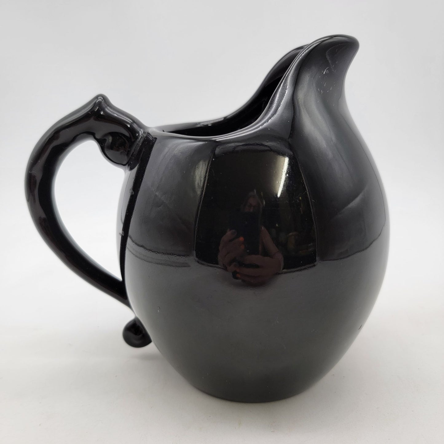 Vintage Black Art Pottery Pitcher