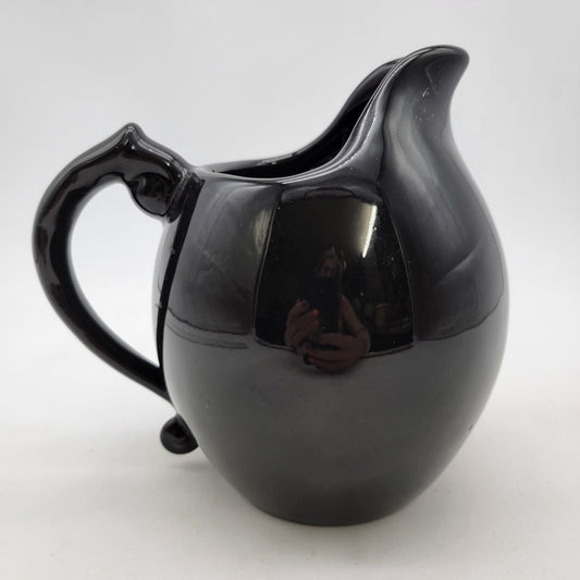 Vintage Black Art Pottery Pitcher