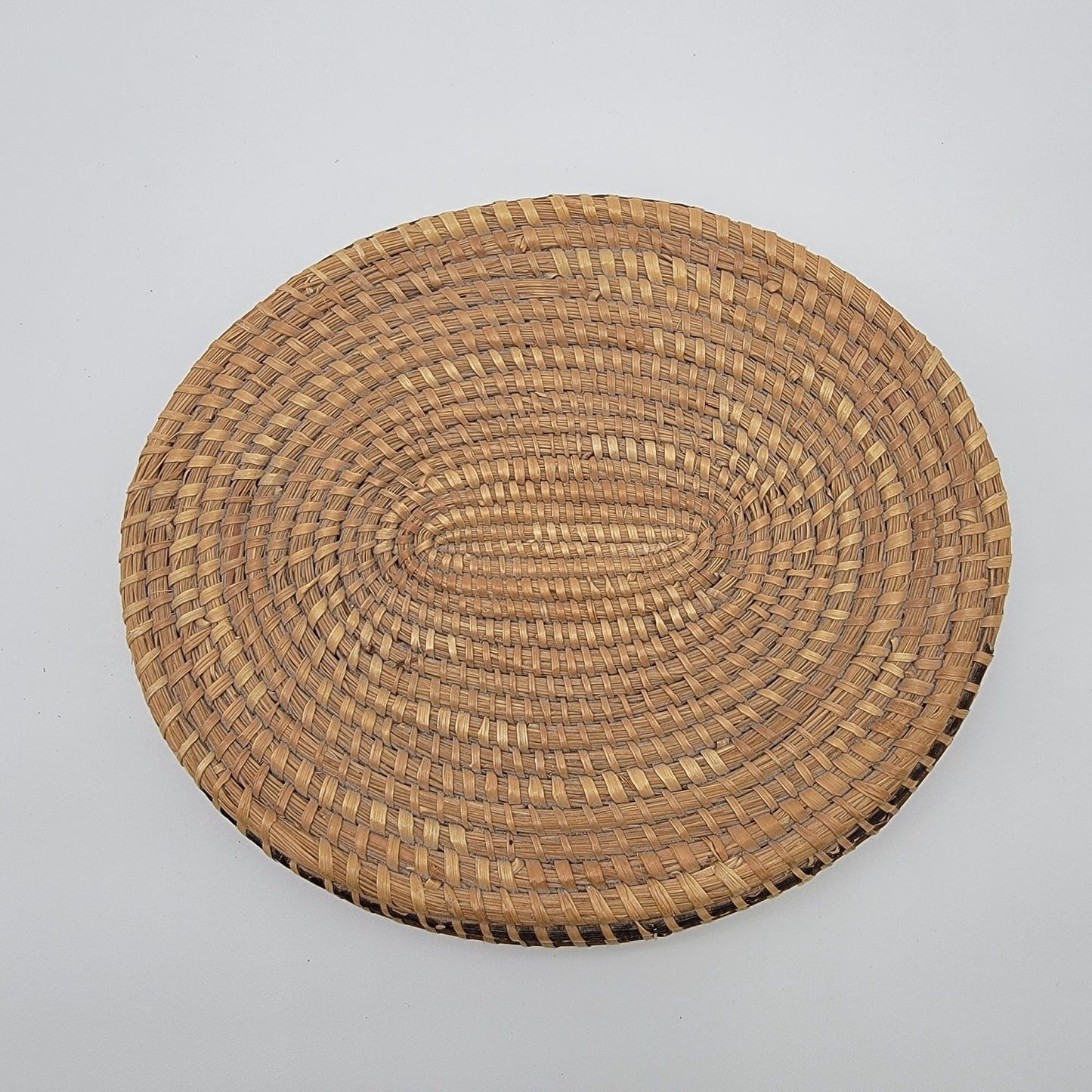 Vintage Oval Sweetgrass Woven Basket