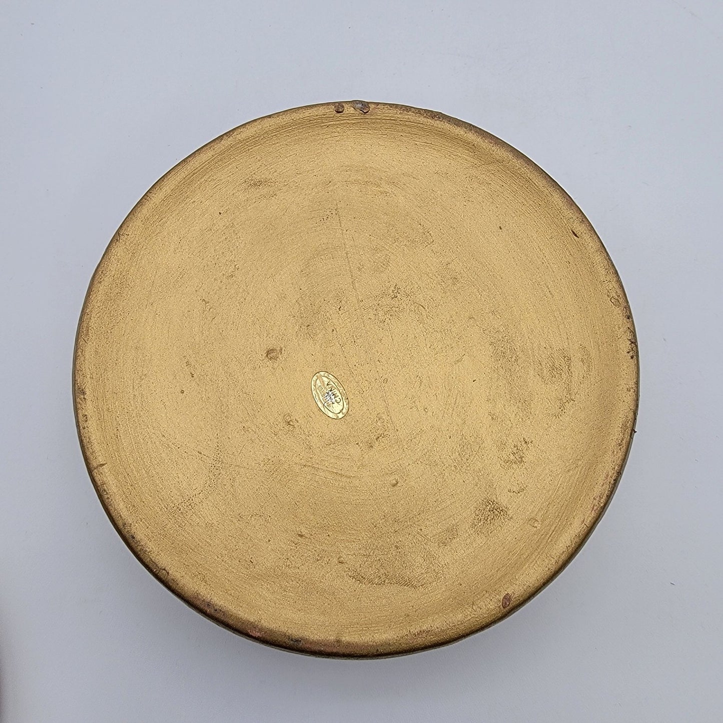 Vintage Seahorse Round Gold Dresser Jar Box