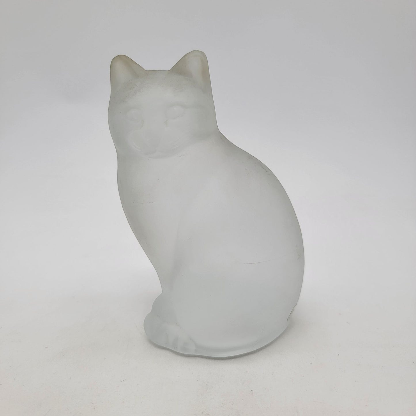 Vintage Nybro Sweden Frosted Art Glass Seated Cat Sculpture
