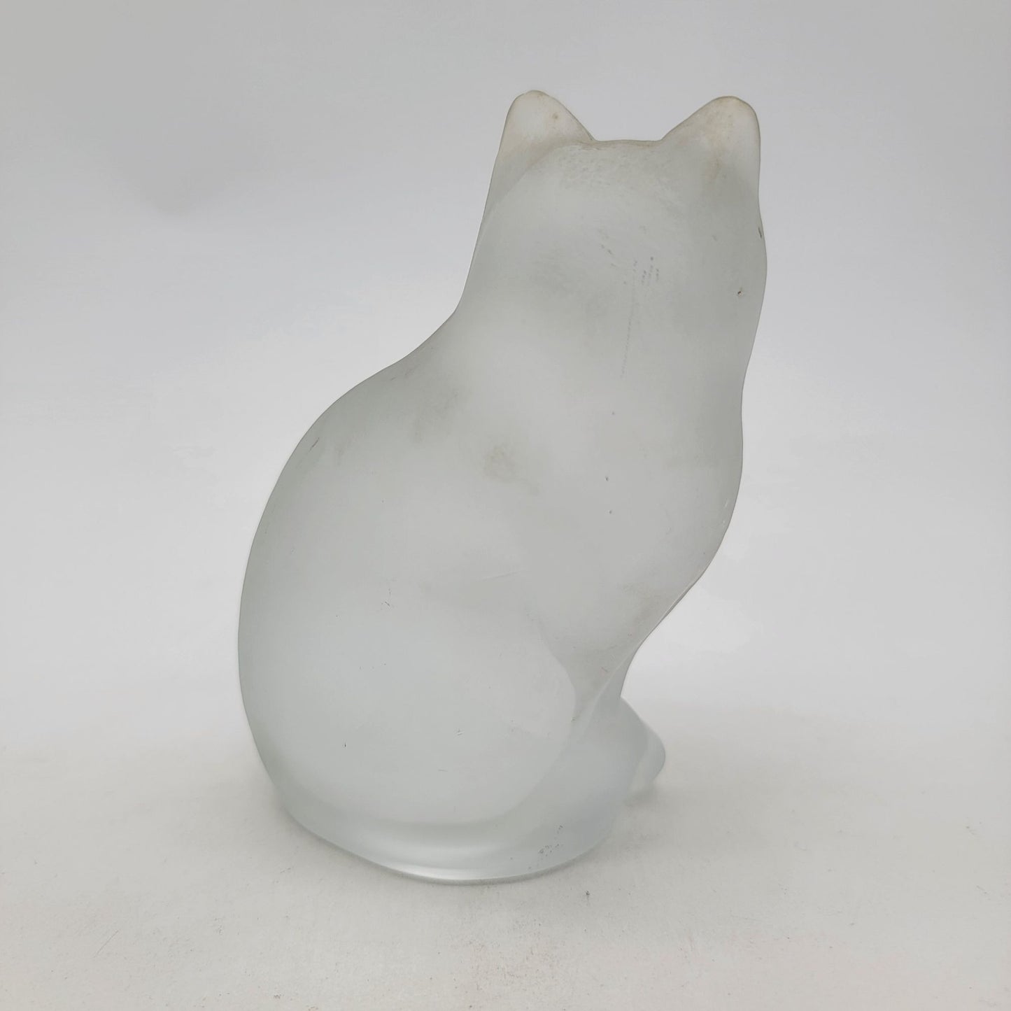 Vintage Nybro Sweden Frosted Art Glass Seated Cat Sculpture