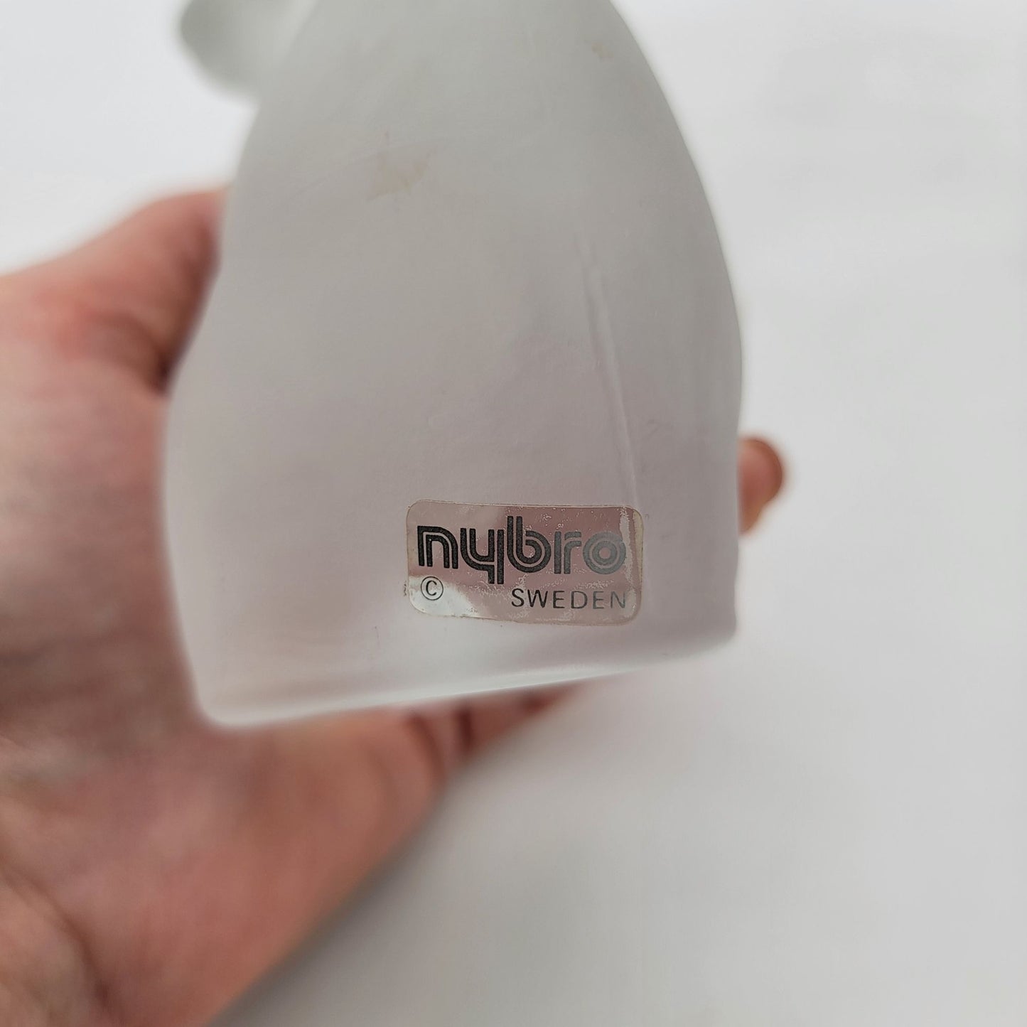 Vintage Nybro Sweden Frosted Art Glass Seated Cat Sculpture