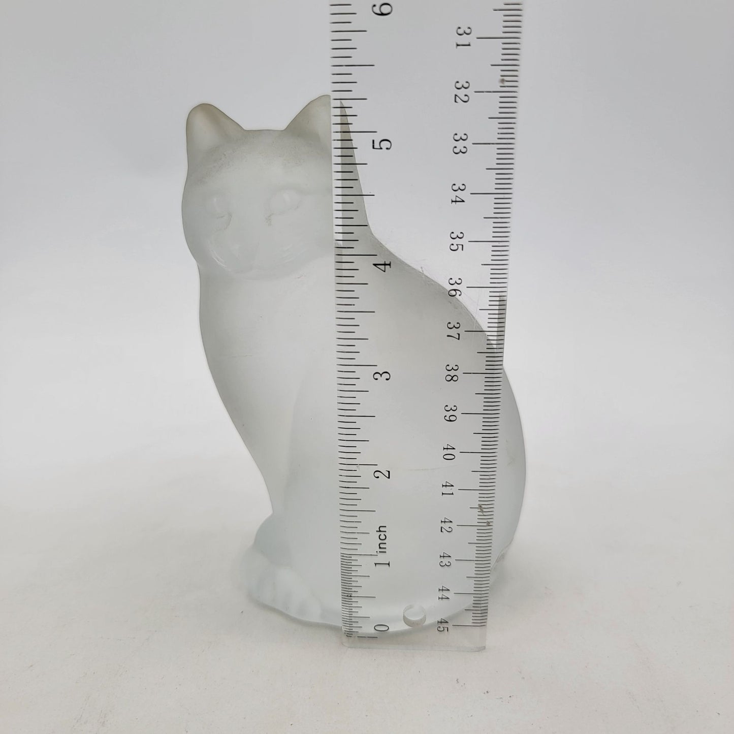 Vintage Nybro Sweden Frosted Art Glass Seated Cat Sculpture