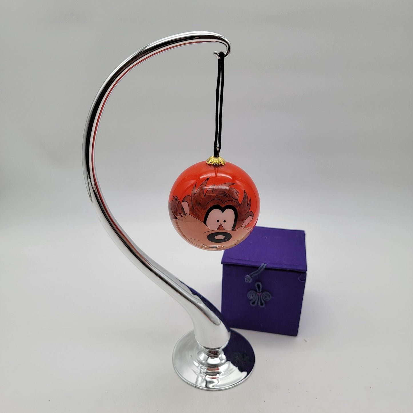 1996 Looney Tunes Taz Glass Ornament WB with Stand