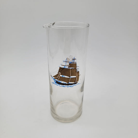 Vintage Yankee Clipper Ship 1856 Glass Handle less Pitcher
