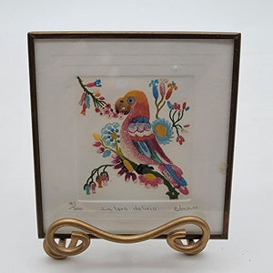 La Lora Delirio Signed Mexican Traditional Bird Art Framed