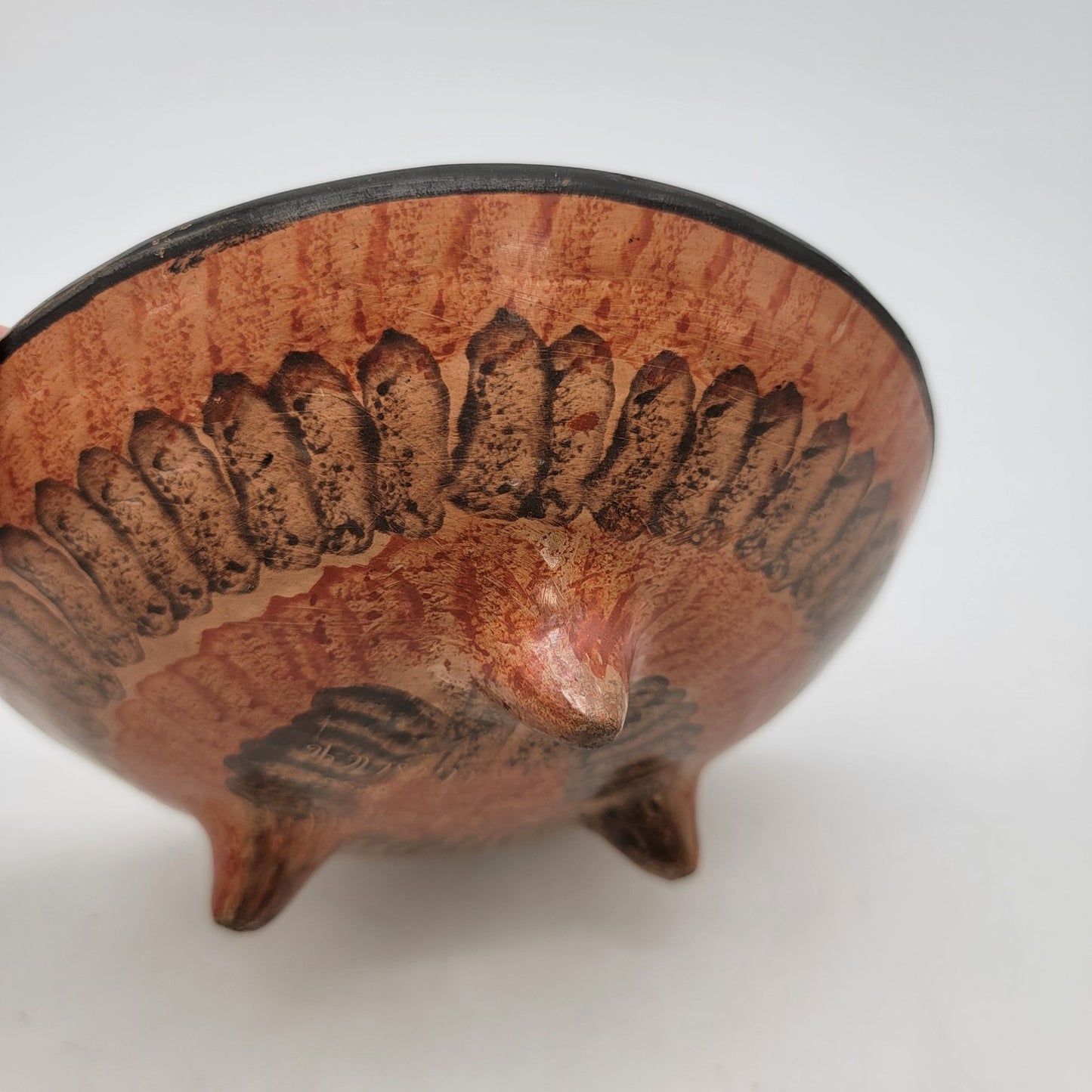 Handcrafted Guatil Costa Rica Footed Terra cotta Pottery Bowl By Jesus Toucan