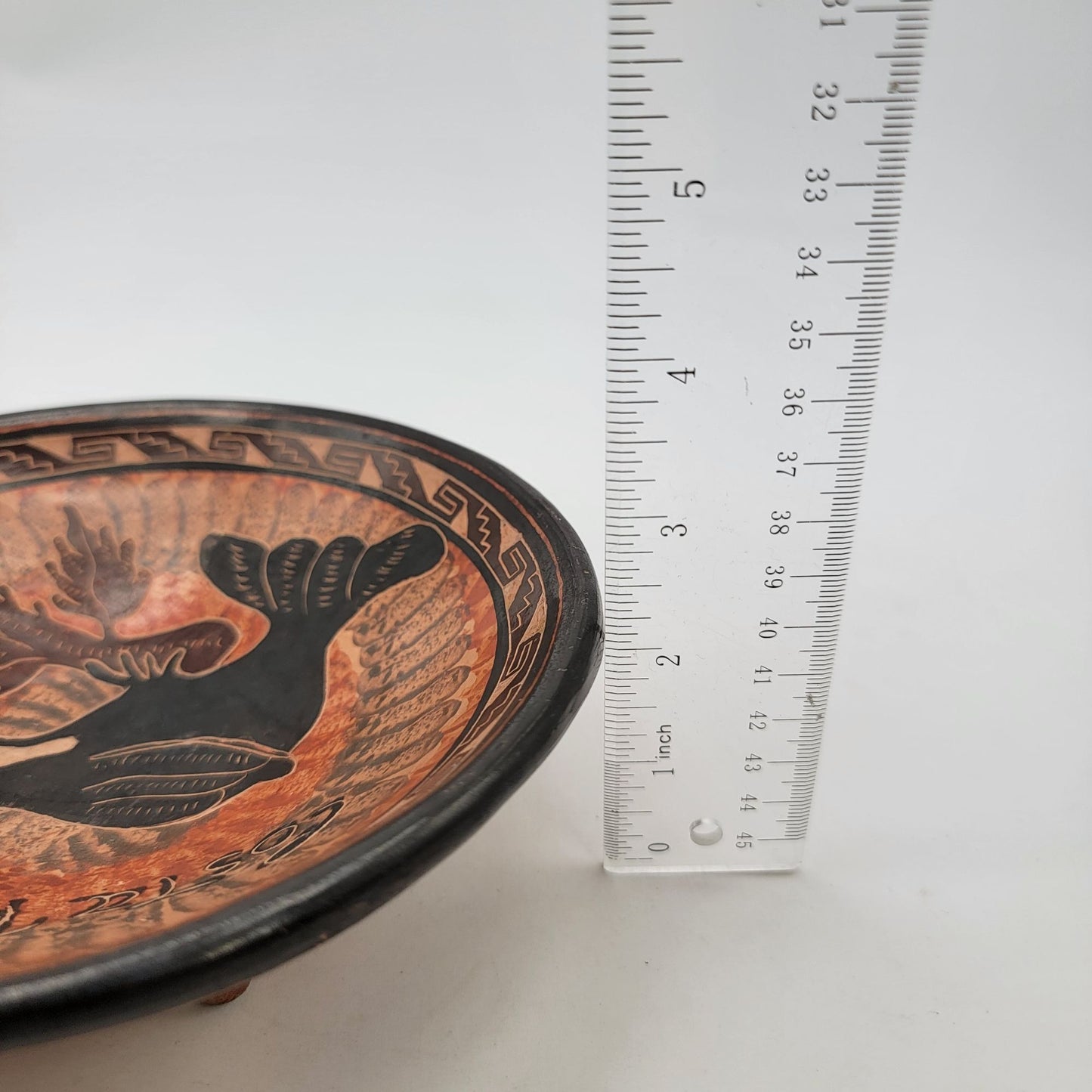 Handcrafted Guatil Costa Rica Footed Terra cotta Pottery Bowl By Jesus Toucan