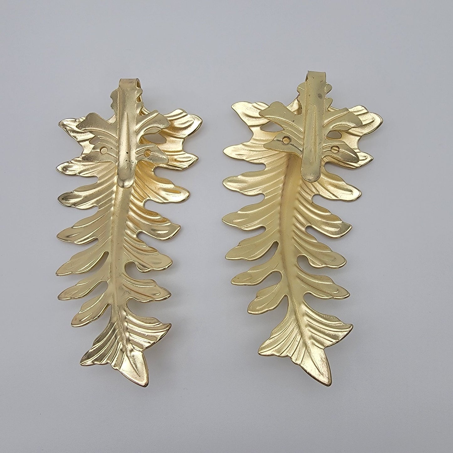 Vintage Brass Leaf Curtain Tie Backs Set Of 2