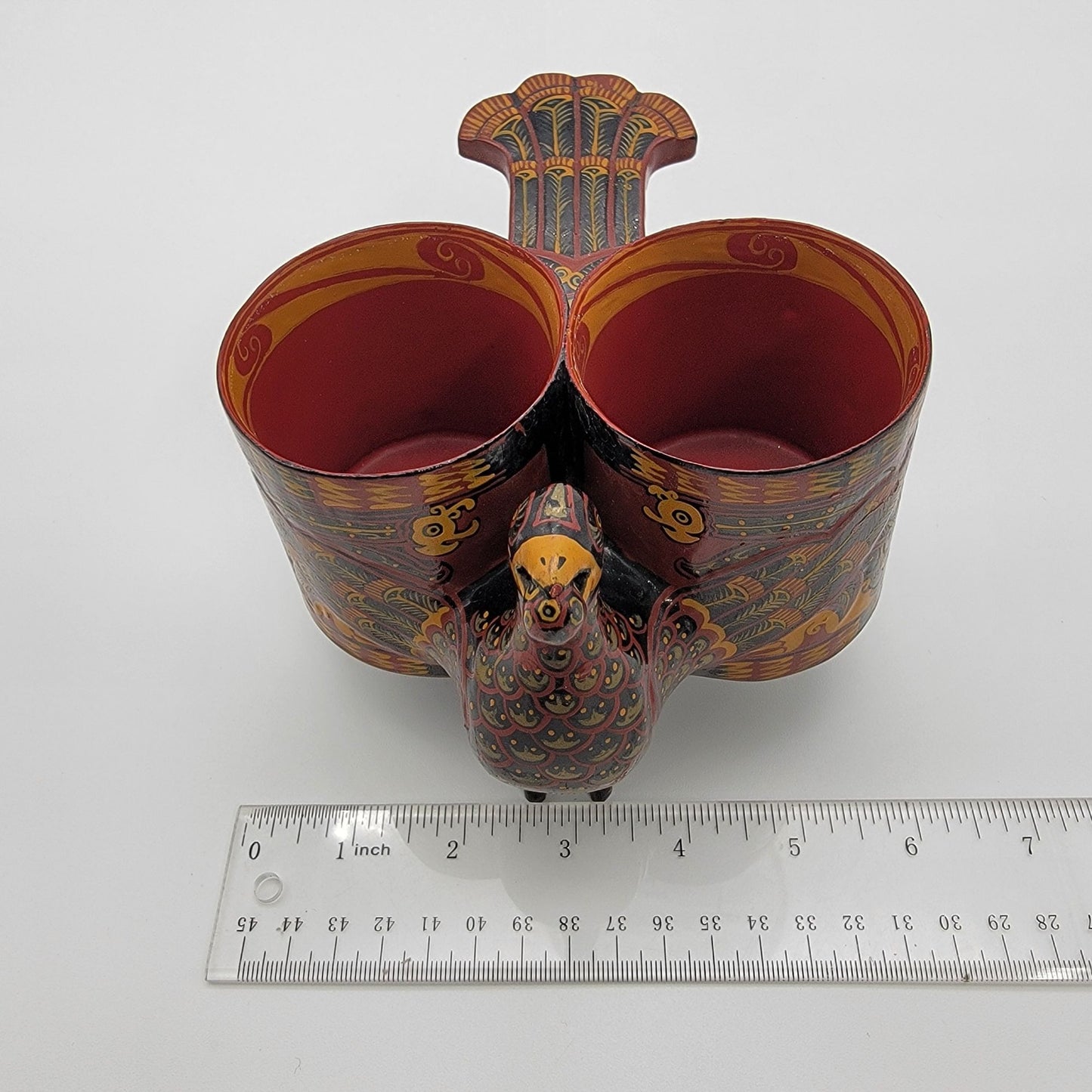 Vintage Chu Warring States Phoenix Bird Jingzhou Lacquer Ware Ceremonial Cup Reproduction