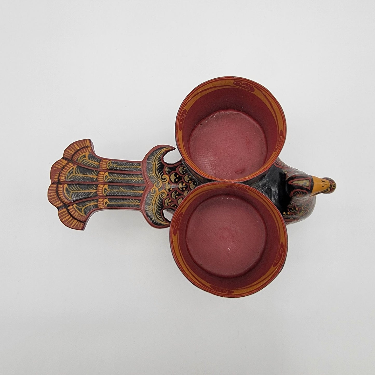 Vintage Chu Warring States Phoenix Bird Jingzhou Lacquer Ware Ceremonial Cup Reproduction