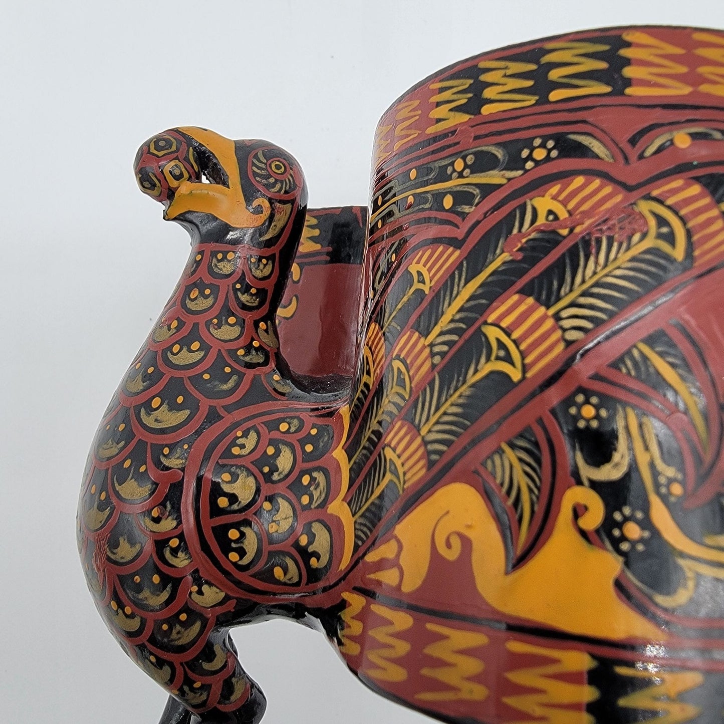 Vintage Chu Warring States Phoenix Bird Jingzhou Lacquer Ware Ceremonial Cup Reproduction