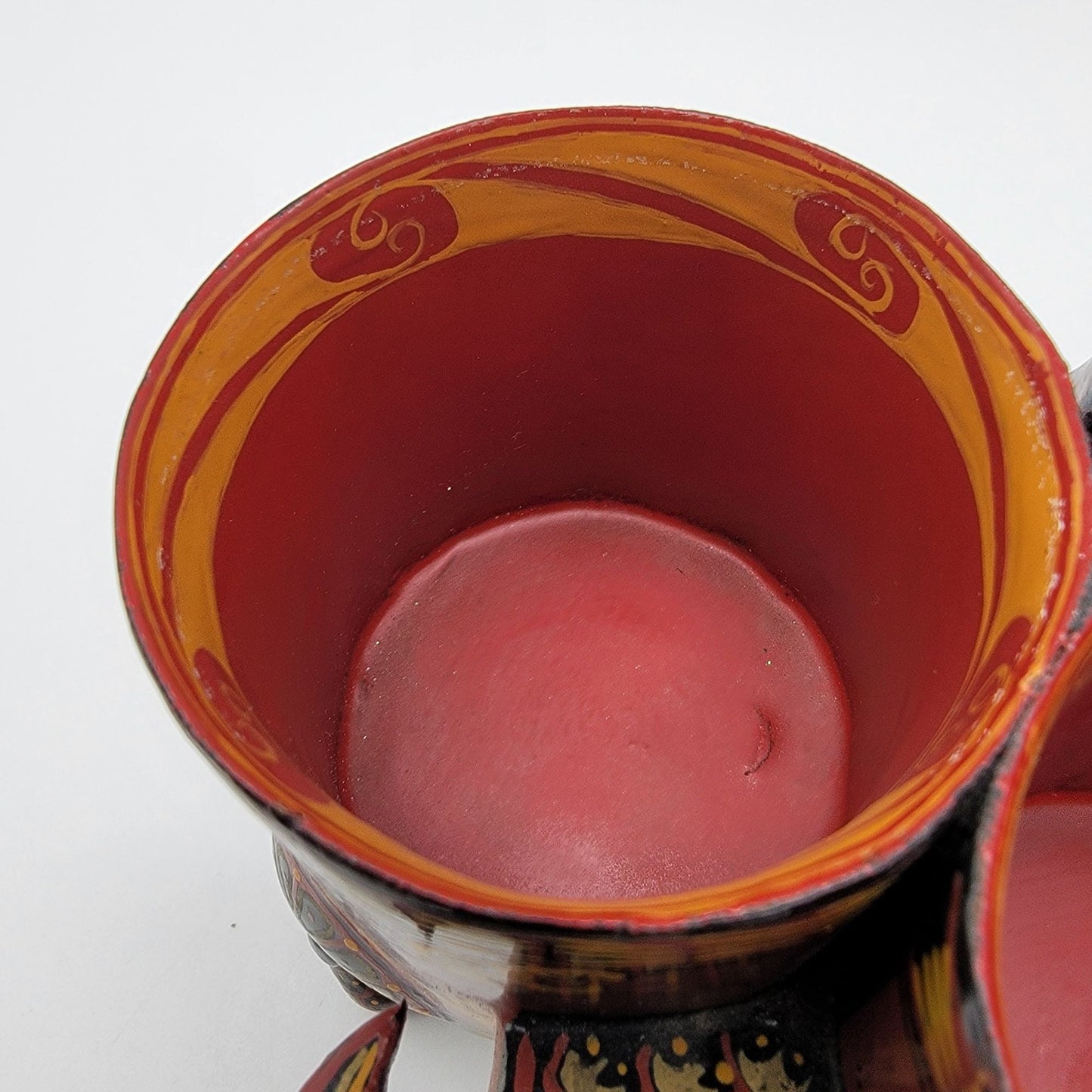 Vintage Chu Warring States Phoenix Bird Jingzhou Lacquer Ware Ceremonial Cup Reproduction